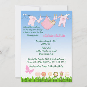 Hermosa Bundle Baby Girl Invitación a la ducha