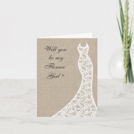 Hermosa Burlap ¿Serás mi tarjeta de chica de flore