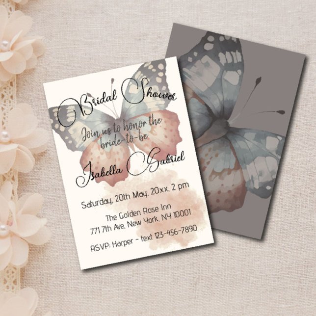 Hermosa Butterfly Bridal Shower Invitación (Subido por el creador)