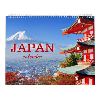 Hermosa calendario mural tradición estética de Jap