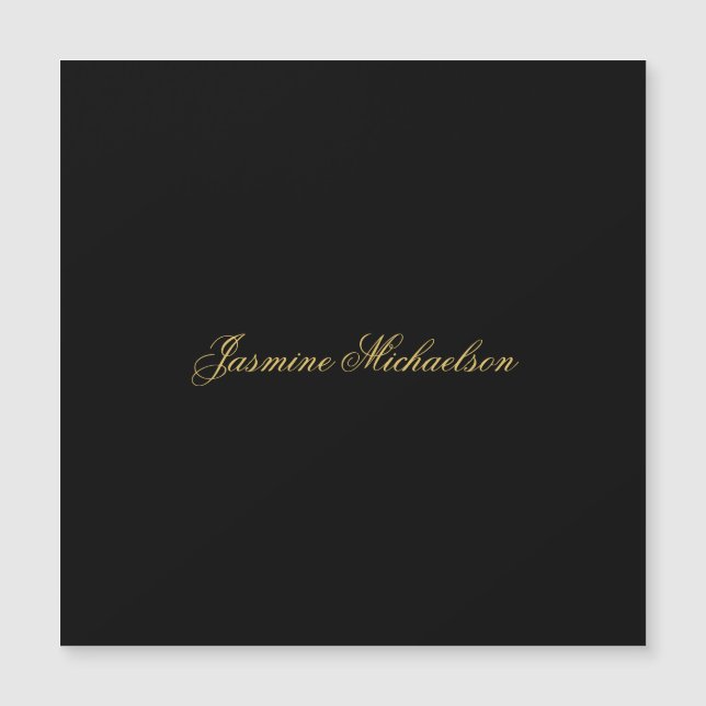 Hermosa Caligrafía Chic Nombre Negro & Oro (Anverso)