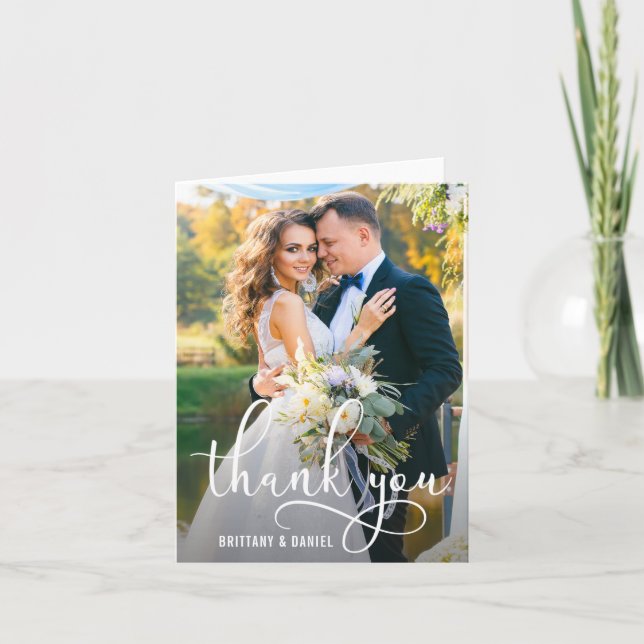 Hermosa caligrafía guión Boda nota de foto (Anverso)