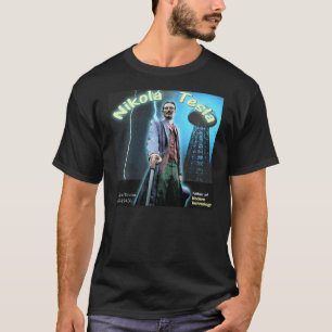 Hermosa camiseta cian colorido de Nikola Tesla