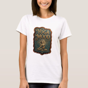 Hermosa camiseta con declaración YOGA MOOD en oro