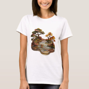 Hermosa camiseta con estampado de paisaje de otoño