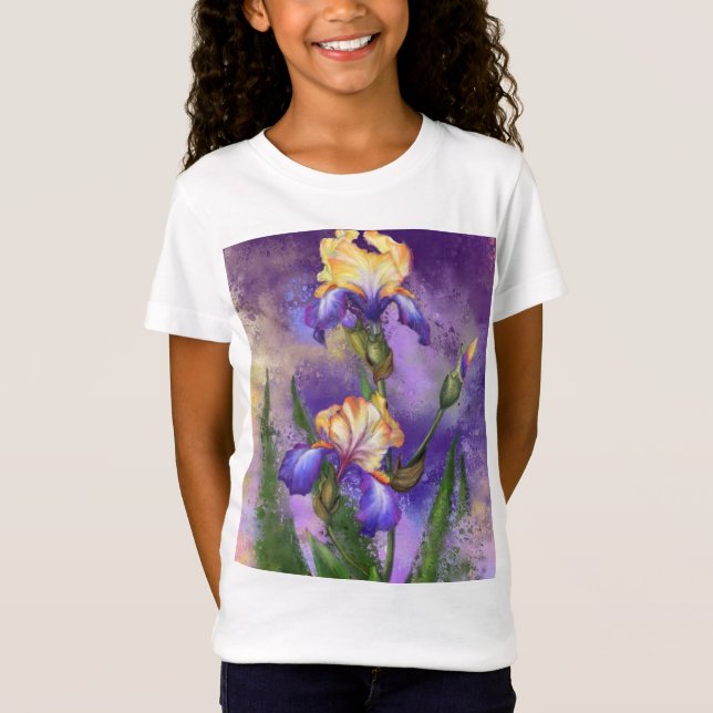 Hermosa camiseta con flores de Iris (Anverso)