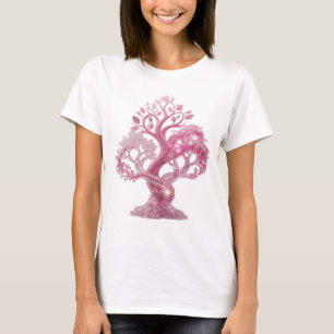 Hermosa camiseta con lema del ÁRBOL DE BRILLO ROSA