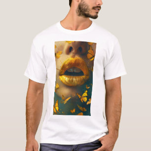 Hermosa camiseta creativa brillante con labios ama