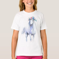 Hermosa camiseta de caballo blanco para Chicas