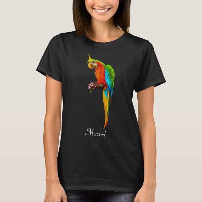 Hermosa camiseta de loro multicolor (Anverso)