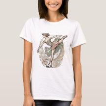 Hermosa camiseta de mujeres con patinaje de hielo