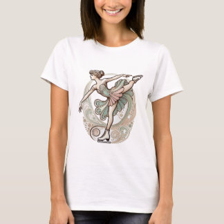 Hermosa camiseta de mujeres con patinaje de hielo