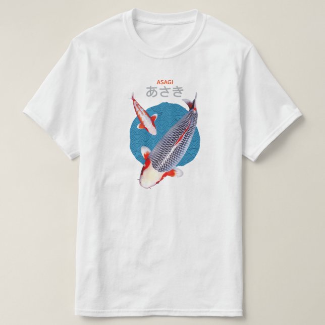 Hermosa camiseta de pescado Asagi Koi - Elegante (Diseño del anverso)