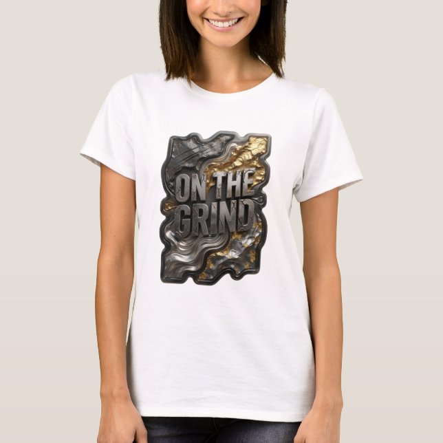 Hermosa camiseta de plata ON THE GRIND Statement (Anverso)
