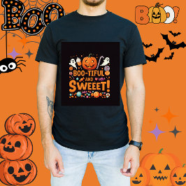 Hermosa camiseta masculina de Halloween con famili