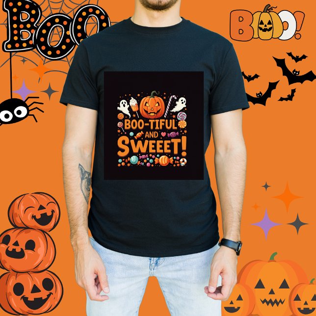 Hermosa camiseta masculina de Halloween con famili (Boo tiful boo crew, family matching Halloween outfit for fathers )
