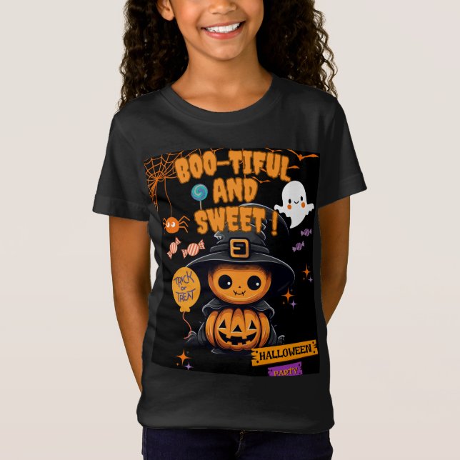 Hermosa camiseta para niños de Halloween | Calabaz (Anverso)