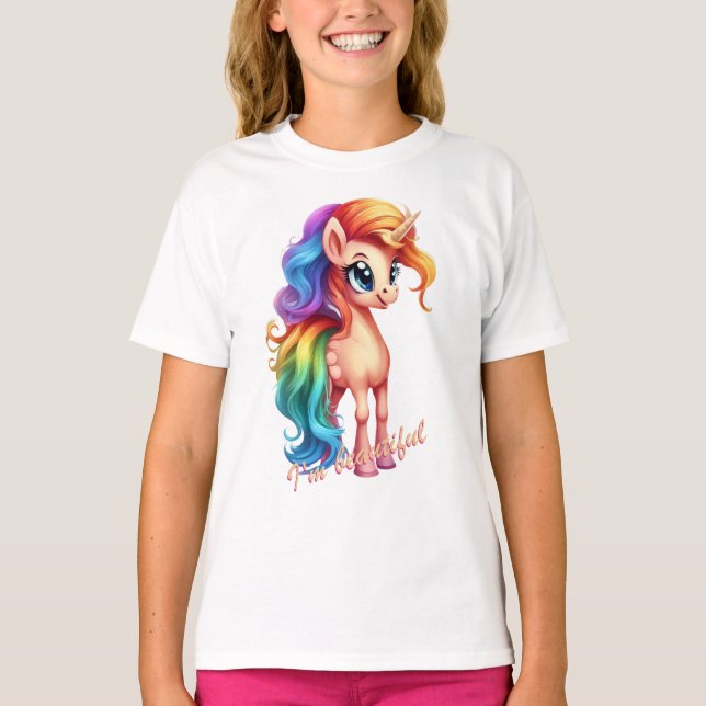 Hermosa camiseta unicornio para Chicas (Anverso)