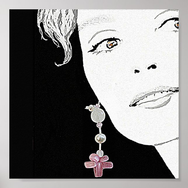 Hermosa cara chica ilustracion de moda arte fino (Frente)