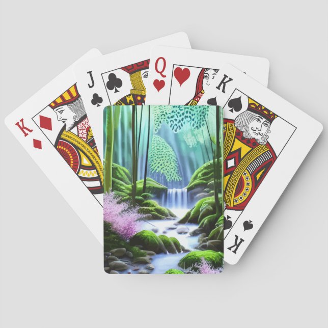 Hermosa carta de juego de la Selva de Cascada (Reverso)