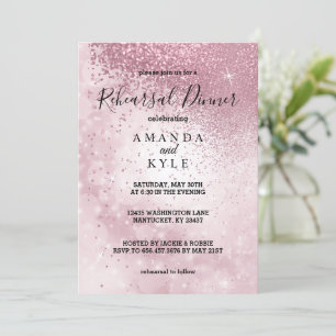 Hermosa Cena de Ensayo Rosa - Invitación