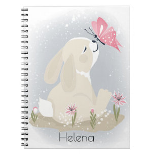 Hermosa conejo y mariposa. Cuaderno