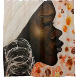 Hermosa cortina de ducha de mujer africana