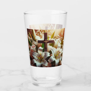 Hermosa cruz de lirio de Pascua