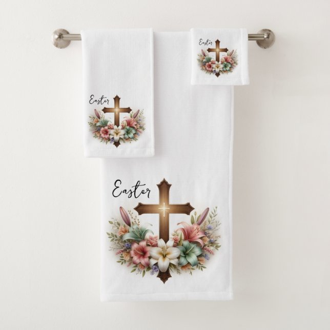 Hermosa Cruz de Pascua con Pascua Pastel Lilies (In situ)
