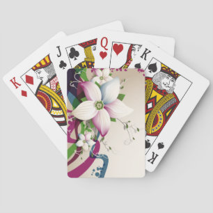 Hermosa cubierta de flores para jugar cartas