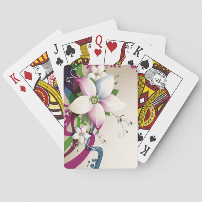 Hermosa cubierta de flores para jugar cartas (Reverso)
