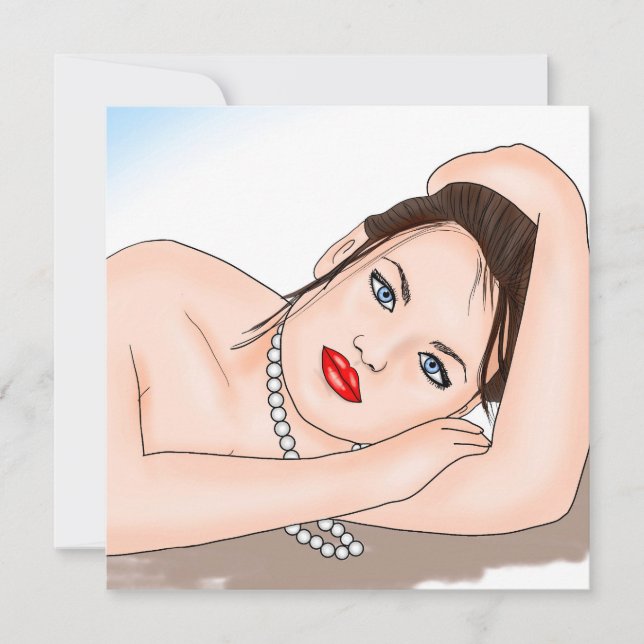 Hermosa dama de perlas con tarjeta de arte de ojos (Anverso)