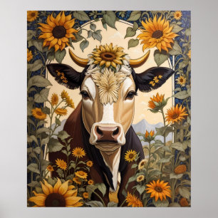 Hermosa decoración campestre de girasol de vaca