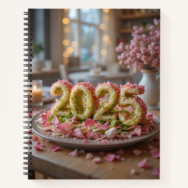 Hermosa decoración de ensaladas rosas en cuaderno  (Anverso)