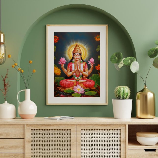 Hermosa Diosa Lakshmi Arte Floral Tradicional (Subido por el creador)
