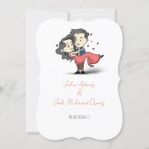 Hermosa divertida invitación de boda para pareja r