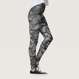 Hermosa Dressy Black Lace Look Yoga Leggings