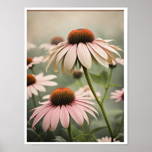 Hermosa Echinacea Flor Poster arte de pared (Frente)