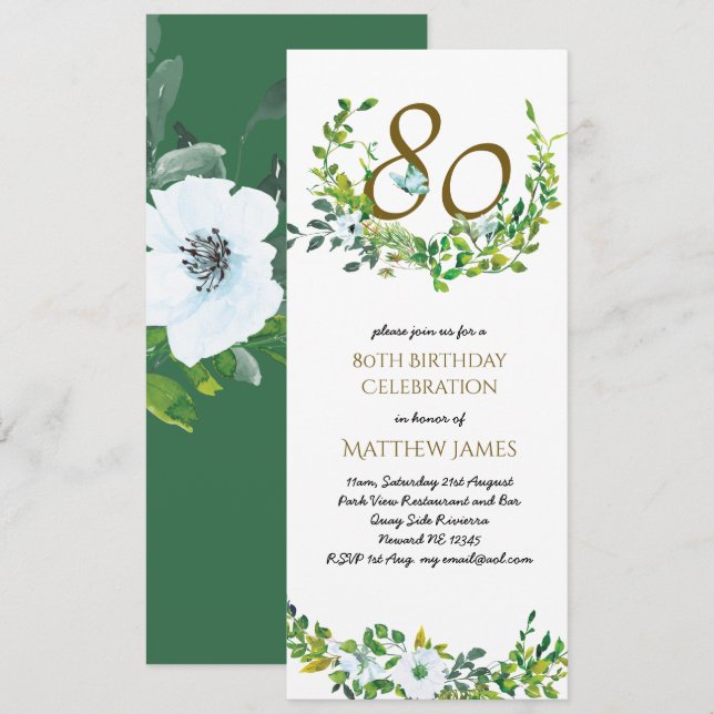 Hermosa elegancia 80 invitaciones de cumpleaños mu (Anverso / Reverso)