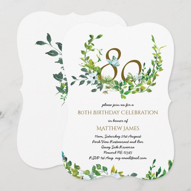 Hermosa elegante mujer de invitaciones de cumpleañ (Anverso / Reverso)