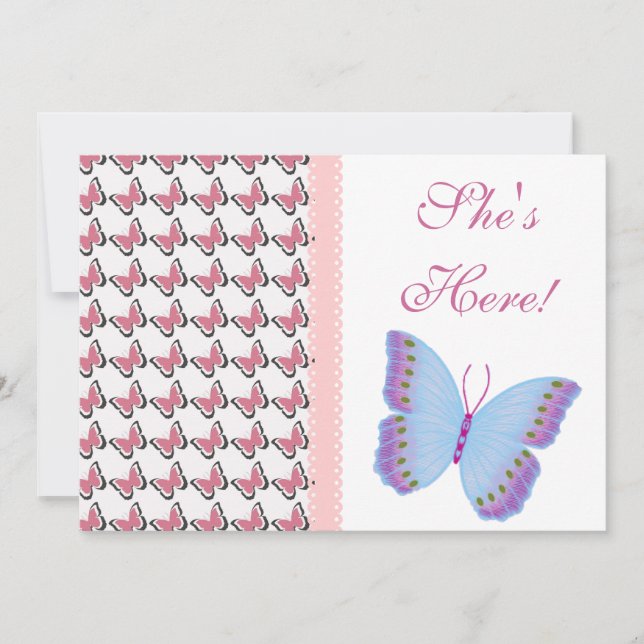 Hermosa "¡Está aquí!" Invitación del bebé (Anverso)