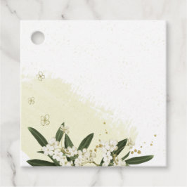 hermosa etiqueta de color oro blanco florecimiento