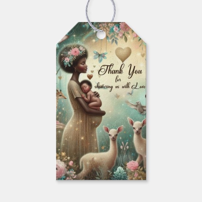 Hermosa etiqueta de regalo de Baby Shower africana (Anverso)
