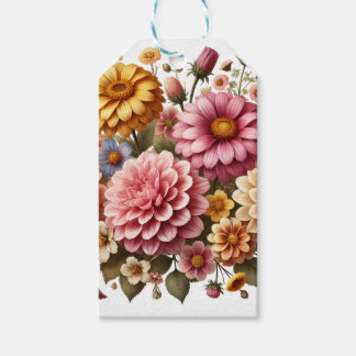 Hermosa etiqueta de regalo de diseño de flores