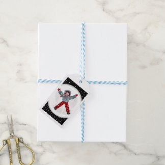 Hermosa etiqueta de regalo, diseño dibujado a mano