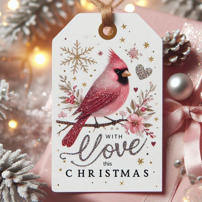 Hermosa etiqueta de regalo para Navidades cardinal (Subido por el creador)