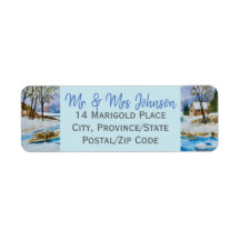 Hermosa etiqueta invernal rural