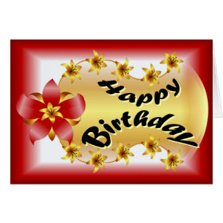 Hermosa flor roja y dorada en cumpleaños escarlata