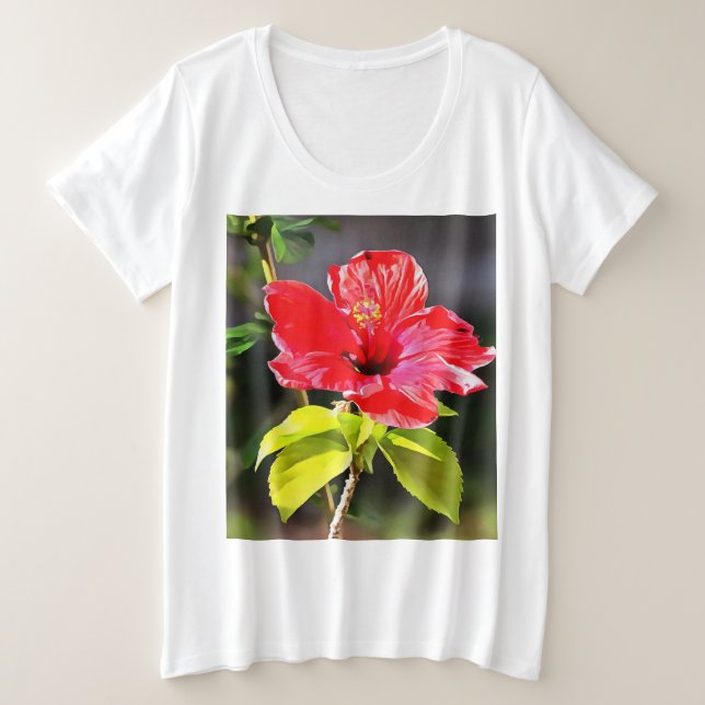 Hermosa Flor Tropical Roja Artística Hibiscus (Anverso del diseño)