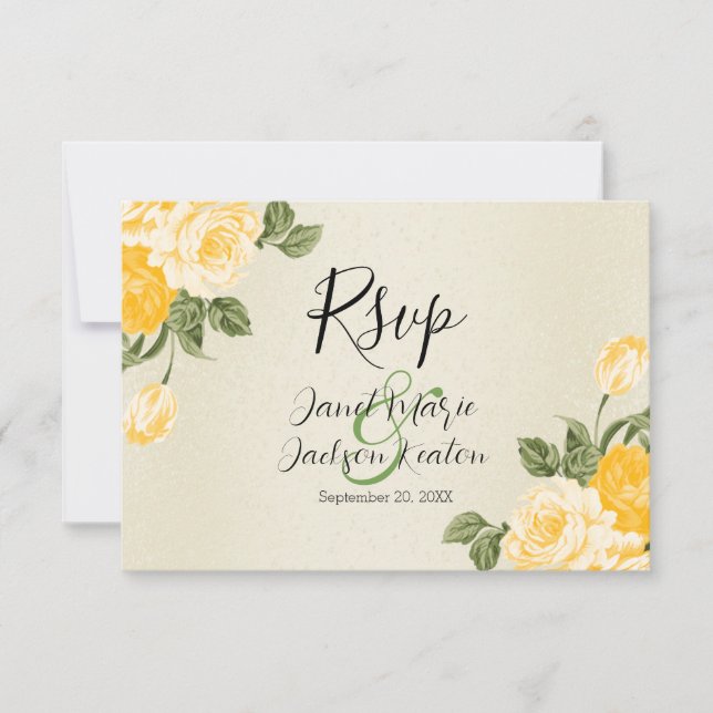 Hermosa Floral Amarilla Dorada - RSVP (Anverso)